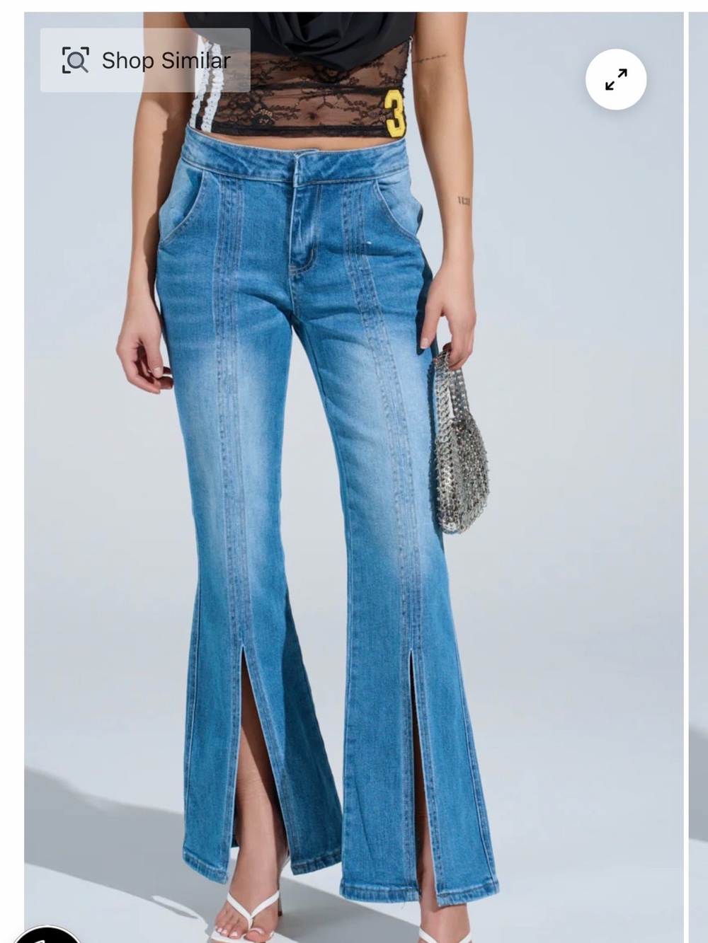 Akira Women’s High-Waist Split Flare Jeans - Blue